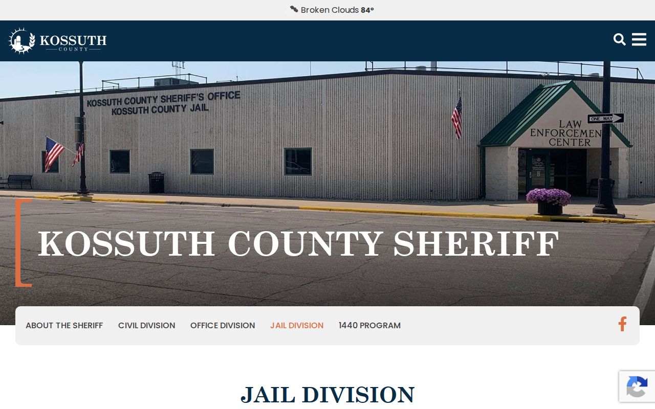Kossuth County warrant bond and jail procedure page